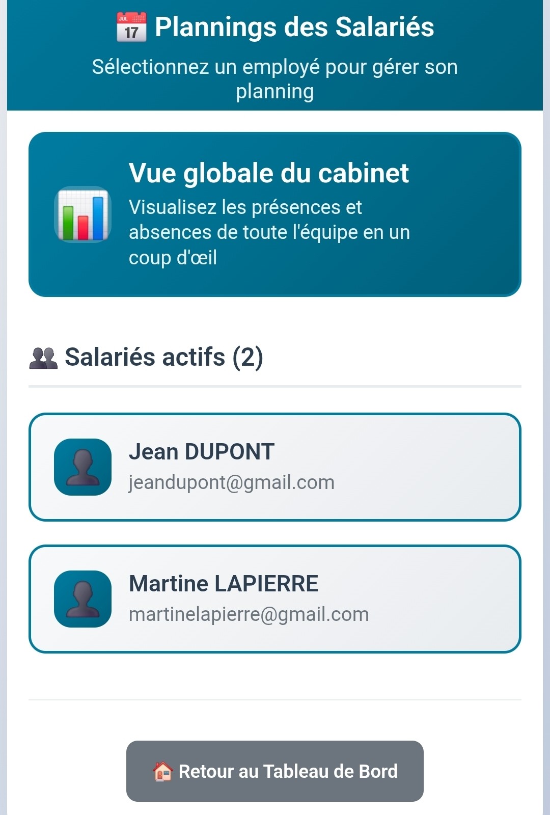 Page des agendas